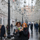 People have lunch on Nikolskaya Street amid the outbreak of the covid-19 pandemic in Moscow on October 28, 2021.